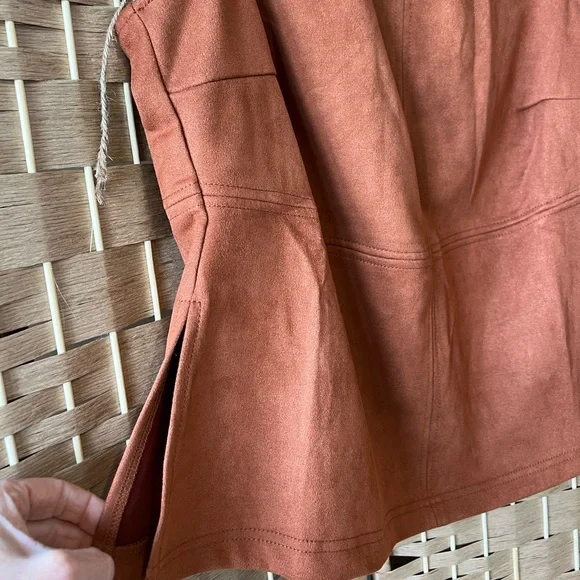 Eloquii Terracotta Faux Suede Sleeveless Top/Vest Size 18 - Picture 4 of 7
